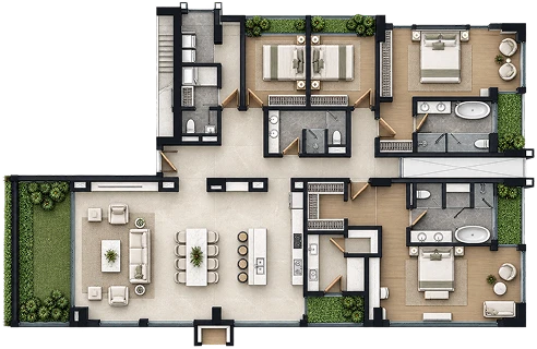 Mẫu Penthouse 02 – Căn hộ 4 phòng ngủ